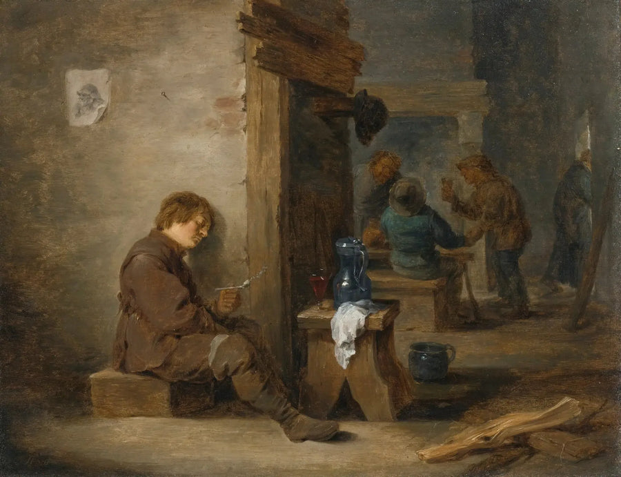 Camponeses fumando e bebendo - David Teniers, o Jovem