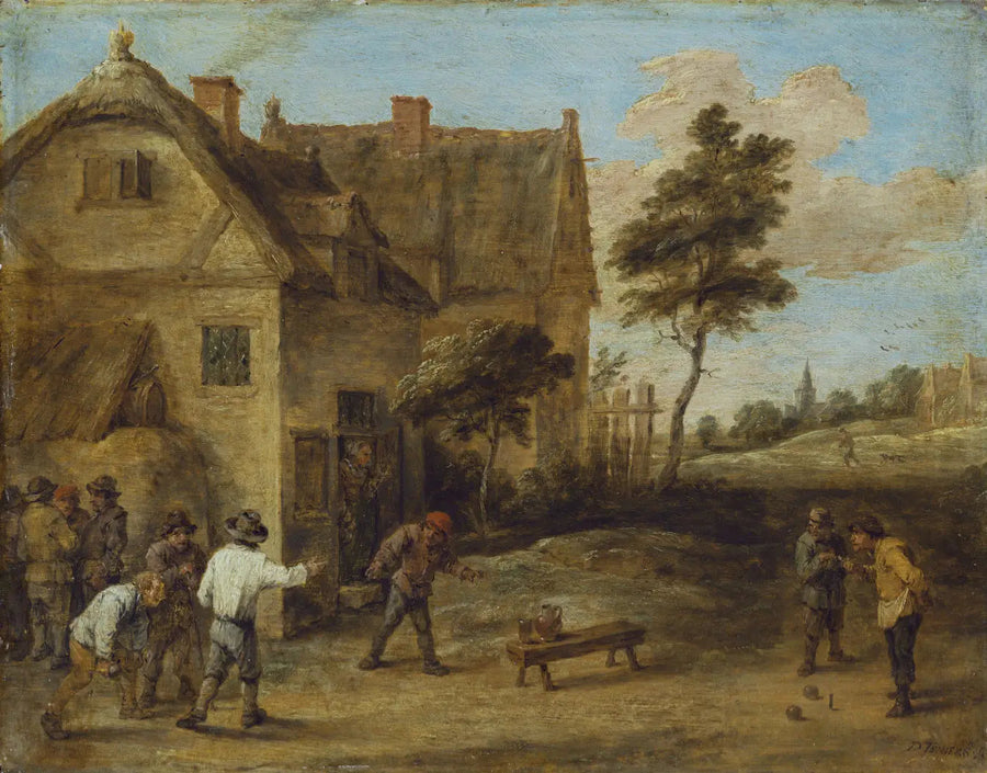 Camponeses jogando um jogo de bola - David Teniers, o Jovem