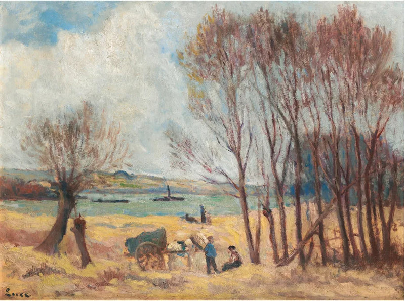 Camponeses perto do Sena, arredores de Rolleboise - Maximilien Luce