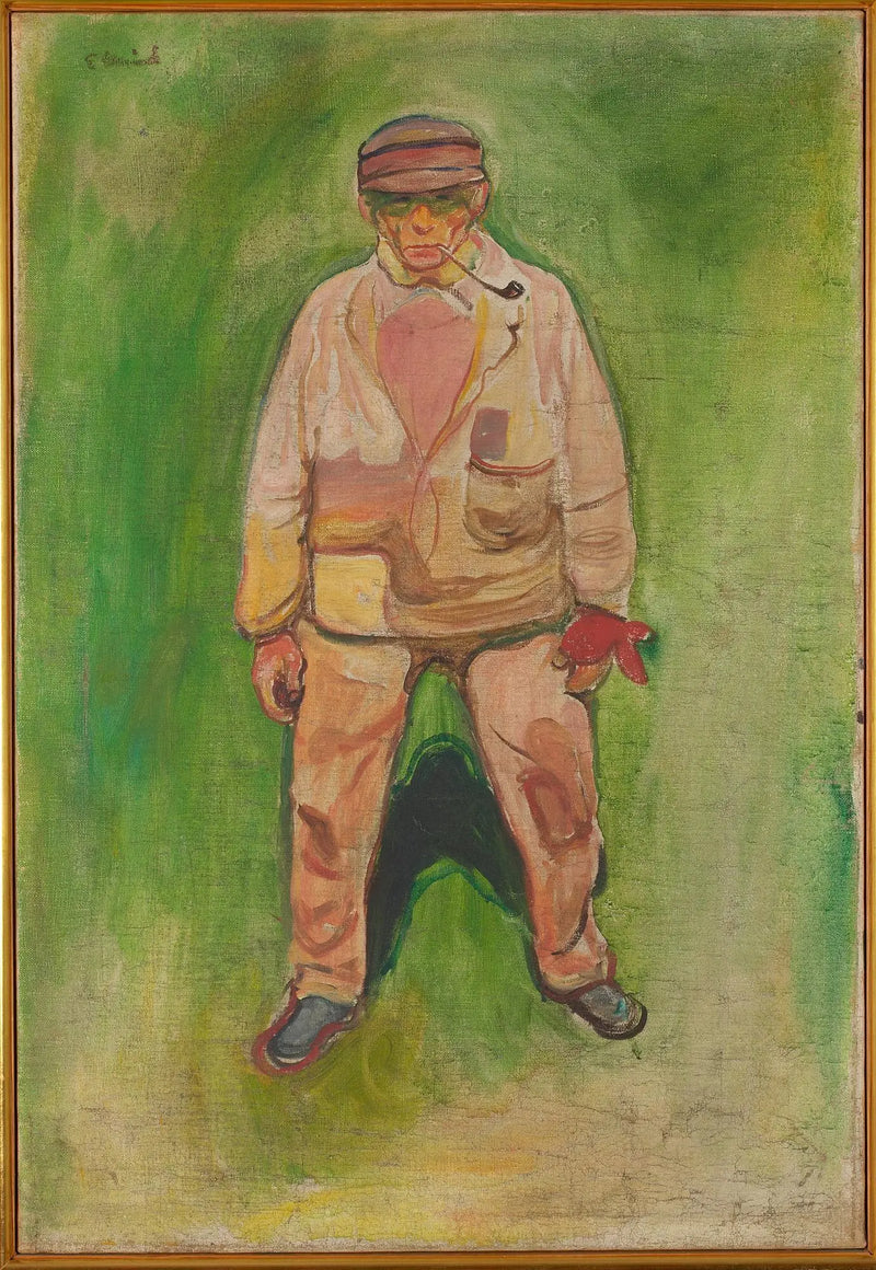 Pescador em uma pradaria verde - Edvard Munch