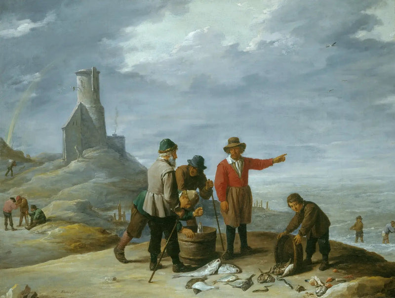 Pescadores à beira-mar - David Teniers o Jovem