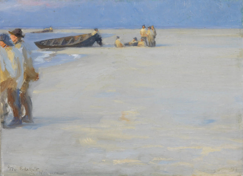 Pescadores na praia norte de Skagen. Noite de verão. - Peder Severin Krøyer