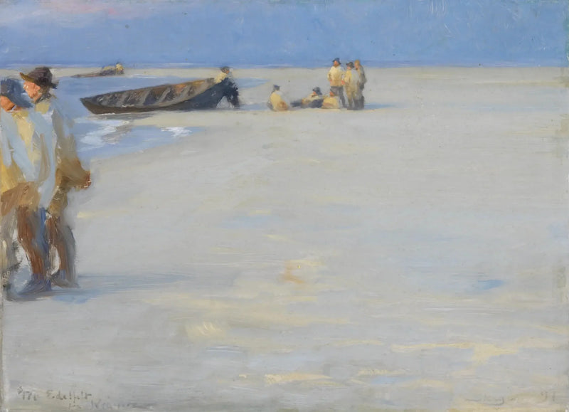 Pescadores na praia norte de Skagen. Noite de verão. - Peder Severin Krøyer