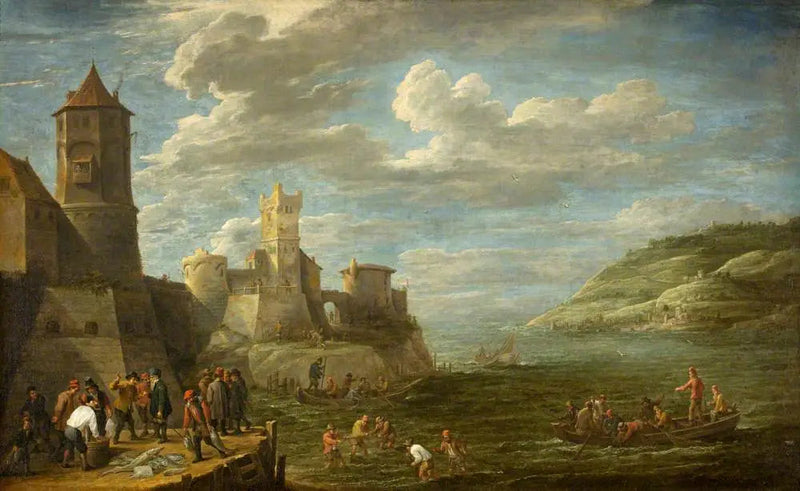 Pescadores em um cais - David Teniers, o Jovem