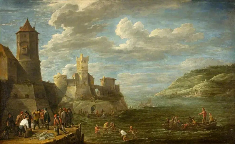 Pescadores em um cais - David Teniers, o Jovem