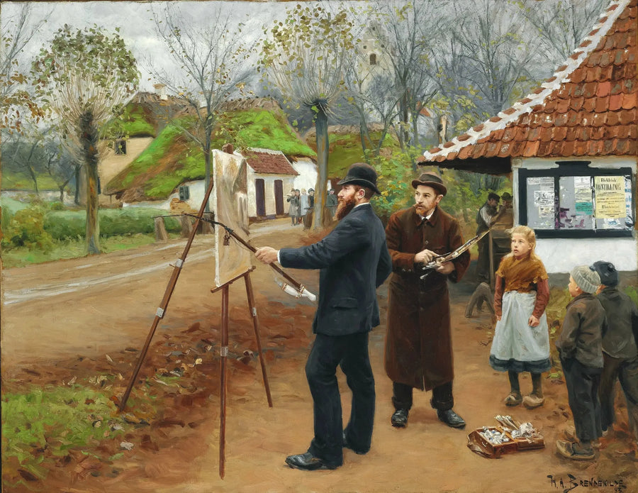 Pintura de L. A. Ring perto da forja de Aasum - H. A. Brendekilde