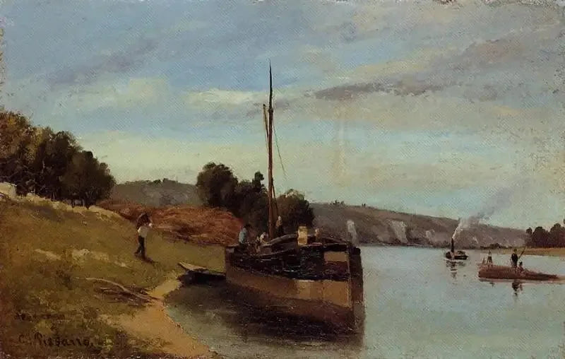 Balsas em La Roche-Guyon Argenteuil, Festa de Diversões - Camille Pissarro