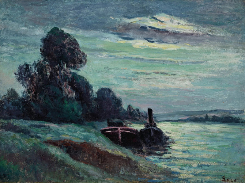 Barcos flutuantes no Sena - Maximilien Luce