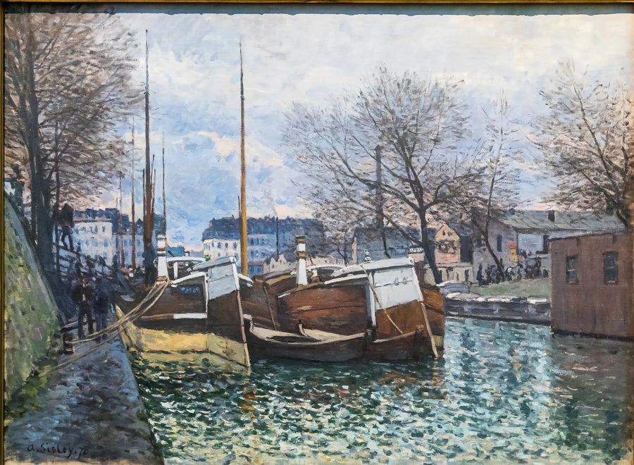 Bateaux de carga no canal Saint-Martin - Alfred Sisley