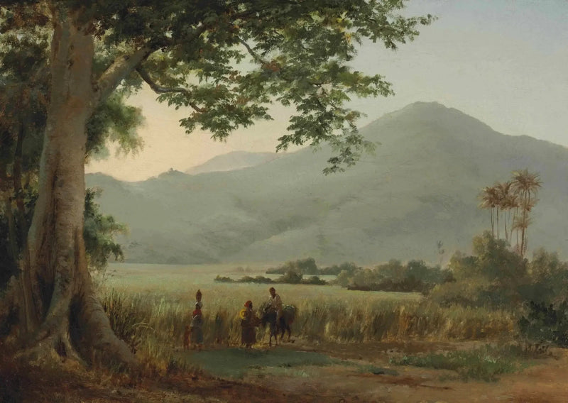 Personagens discutindo à beira de um caminho - Camille Pissarro