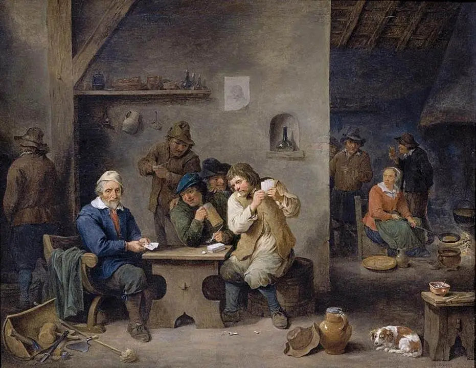 Personnages jouant dans une taverne - David Teniers le Jeune image 1 copie peinte à la main à l’huile