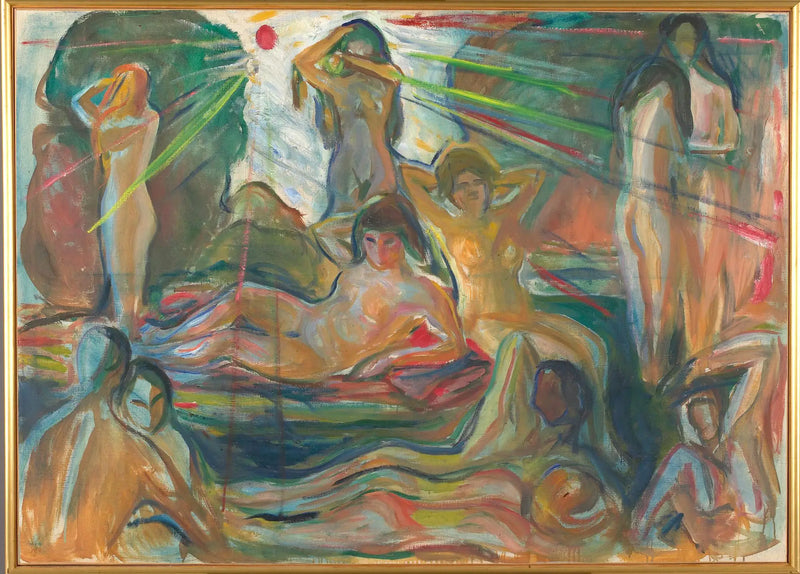 Personagens nus e Sol - Edvard Munch
