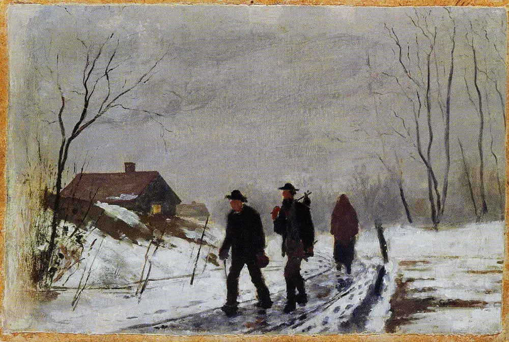 Reproduction du tableau « Personnes sur la rouge dans une neige humide - Edvard Munch » par Alpha Reproduction en peinture à l’huile