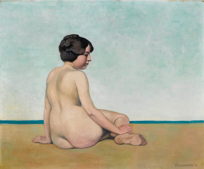 Pequena banhista sentada na areia - Félix Vallotton