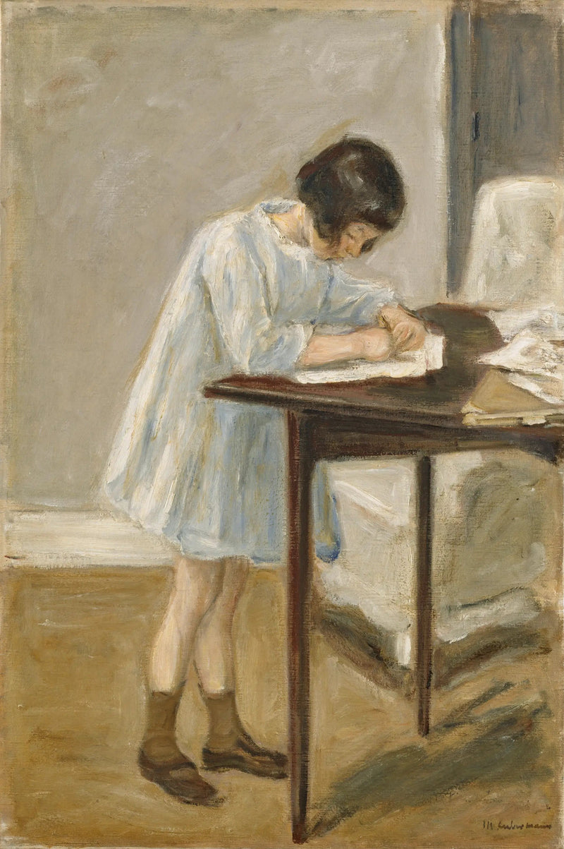 Neta (menina de pé escrevendo) - Max Liebermann
