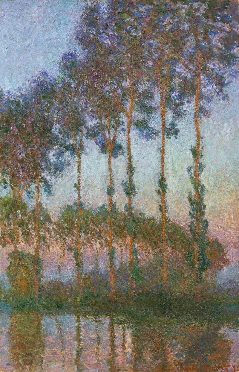 Árvores de choupo à beira do Epte, crepúsculo - Claude Monet