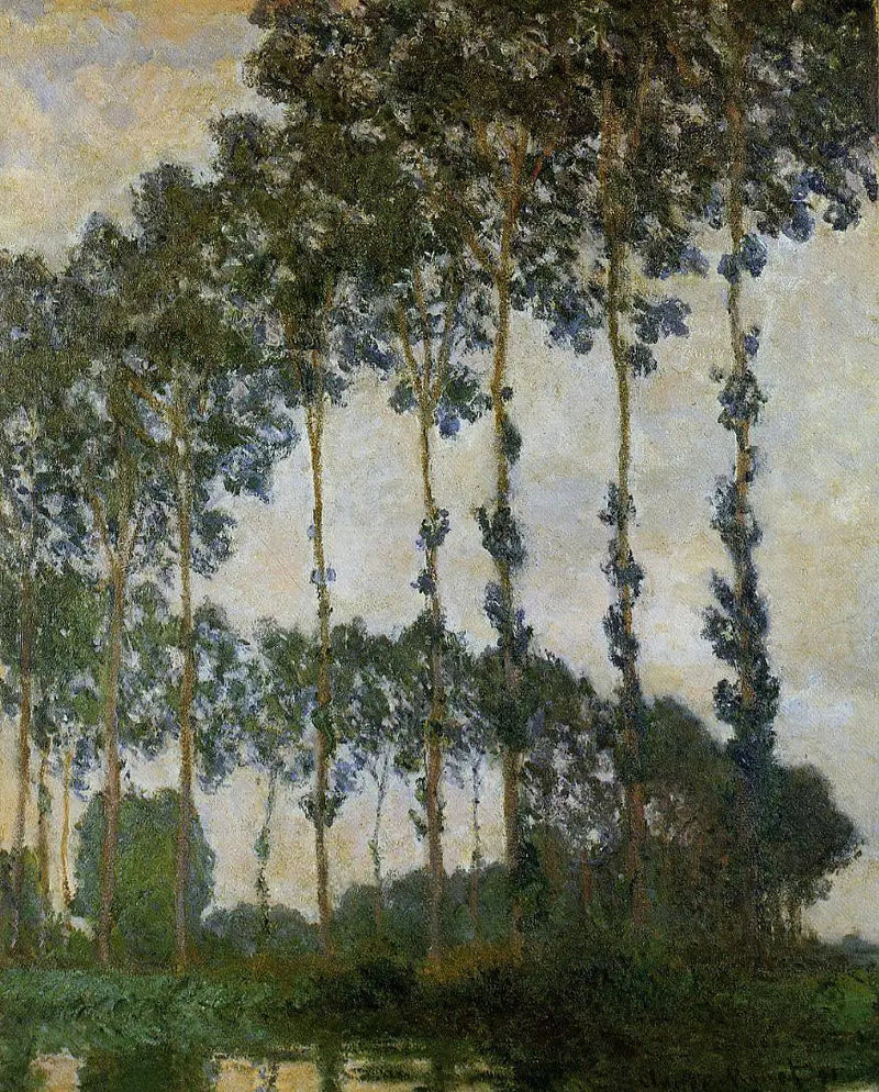 Árvores de choupo perto de Giverny, tempo nublado - Claude Monet
