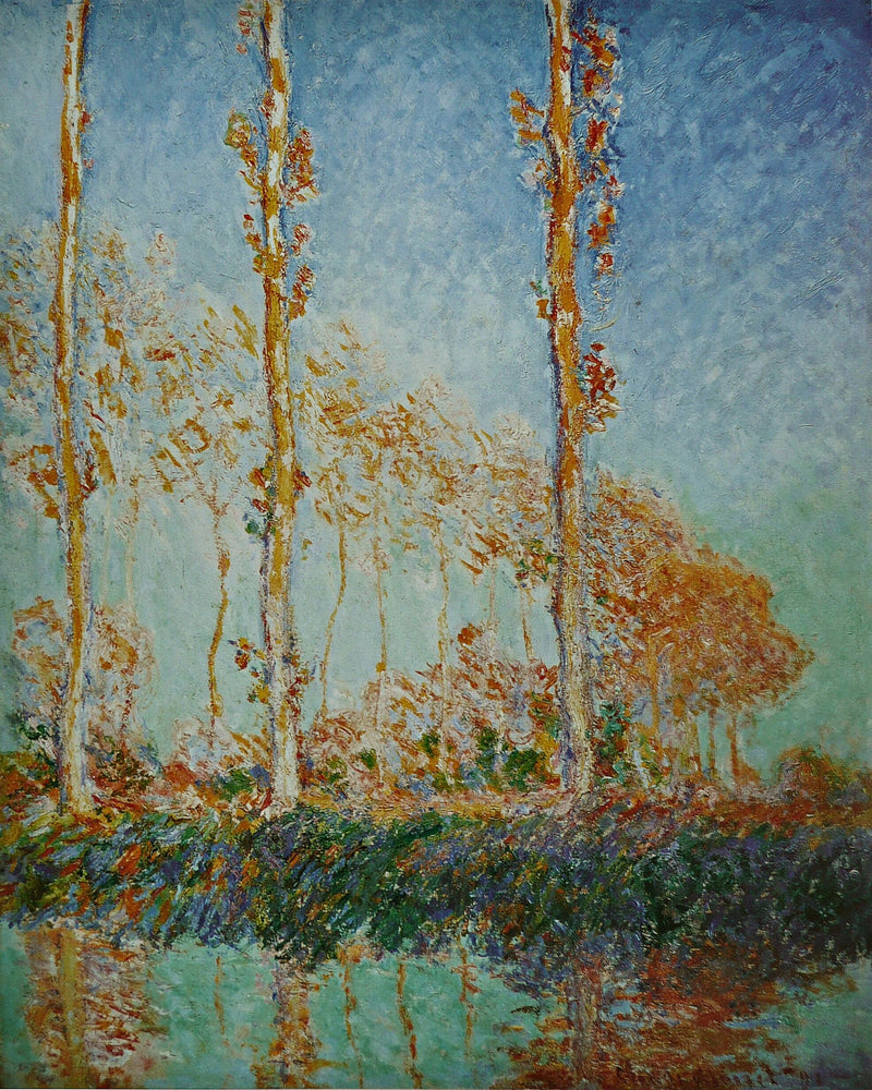 Les Peupliers, três árvores cor-de-rosa, outono W1307 - Claude Monet