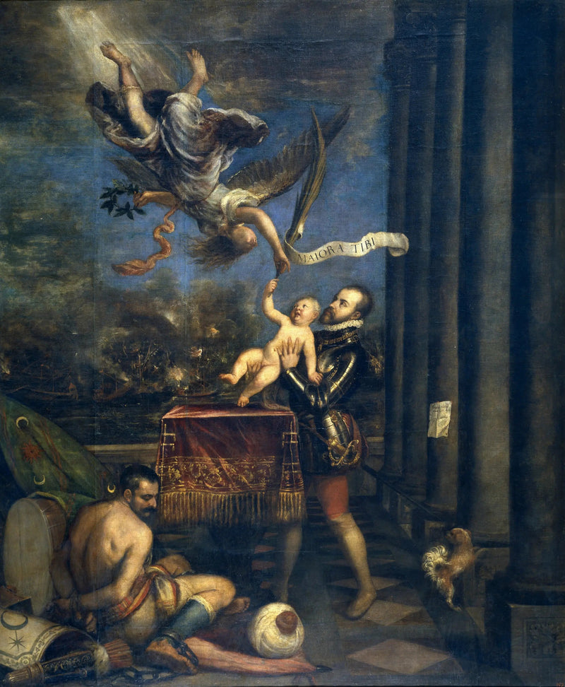 Filippo II oferecendo ao céu seu filho, o infante Dom Fernando - Tiziano