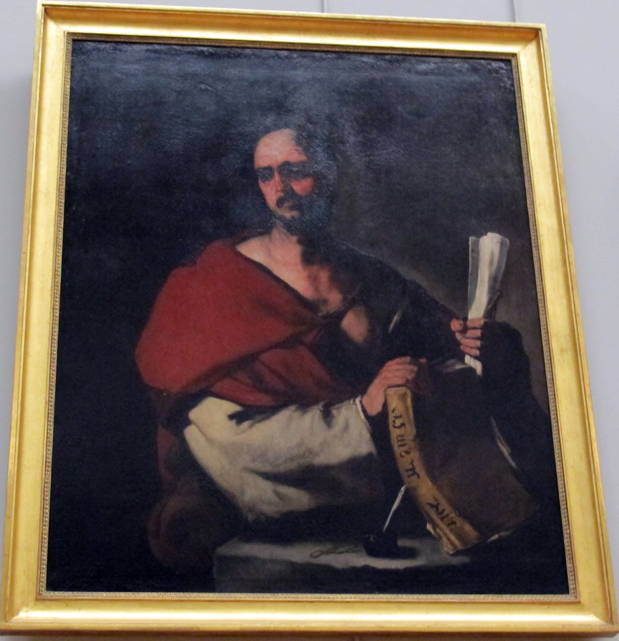 Filósofo segurando um livro e um rolo de papel - Luca Giordano