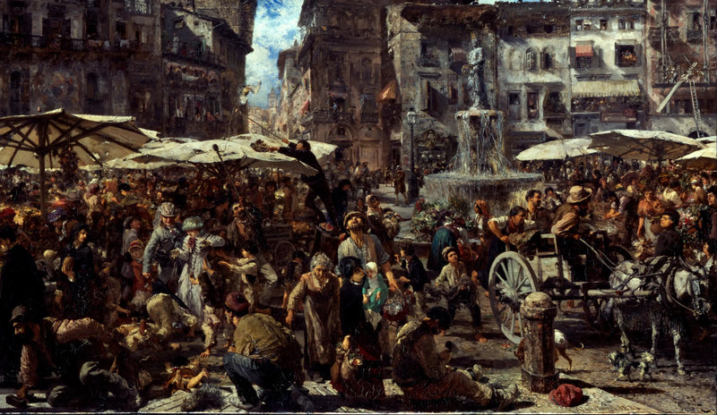 Piazza d'Erbe em Verona - Adolph von Menzel