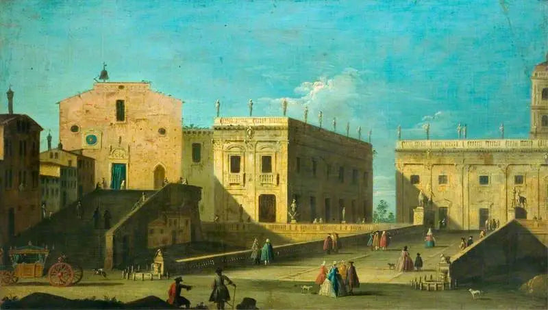 Piazza del Campidoglio, Roma, com Santa Maria in Aracoeli à esquerda - Canaletto