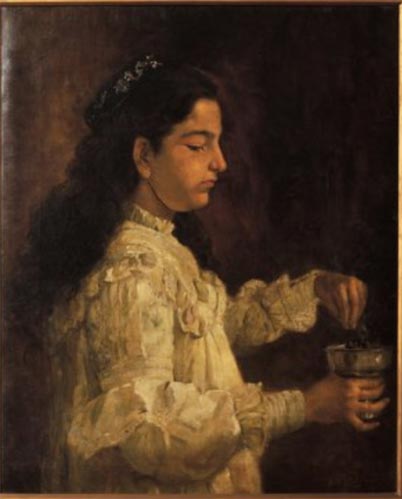 Jeune Fille priant près du feu - M. F. Pithawalla