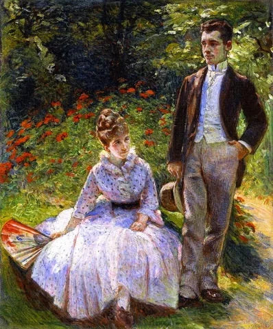 Pierre e sua tia Louise no jardim - Marie Bracquemond