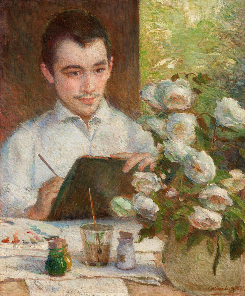 Pierre péignant des fleurs - Marie Bracquemond