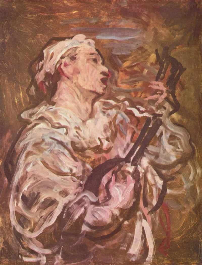 Pierrot toca mandolim - Honoré Daumier