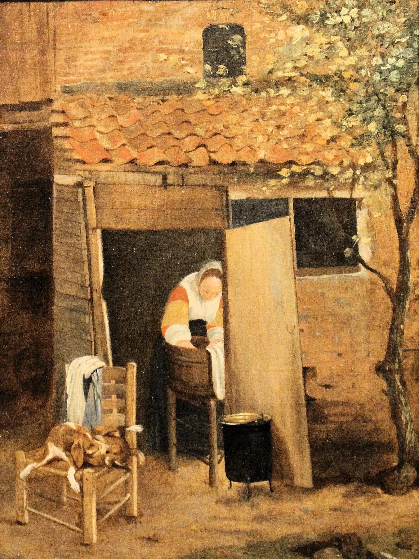 Girl washing clothes, peinture de Pieter de Hooch