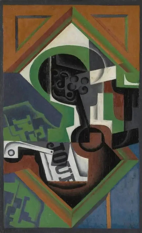 Caneca e prato de sobremesa com uvas - Juan Gris
