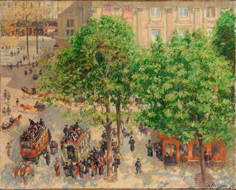 Praça do Teatro Francês em Paris, primavera - Camille Pissarro
