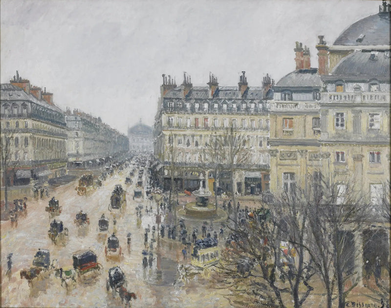 Praça do Teatro Francês: efeito de chuva - Camille Pissarro