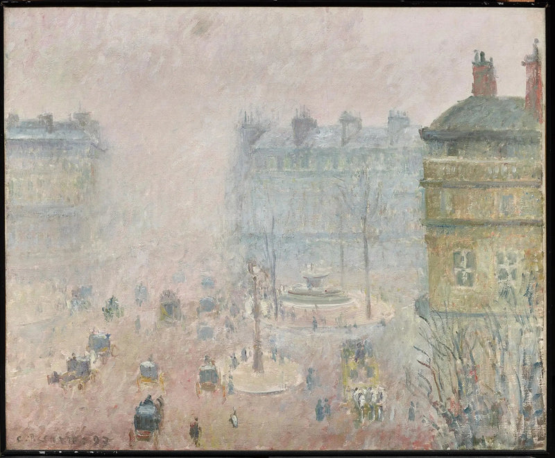 Praça do Teatro Francês e Avenida da Ópera, Neblina - Camille Pissarro