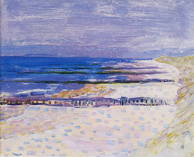 Reproduction du tableau « Plage à cinq jetées à Domburg - Piet Mondrian » par Alpha Reproduction en peinture à l’huile