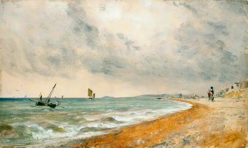 Praia de Hove com barcos de pesca - John Constable