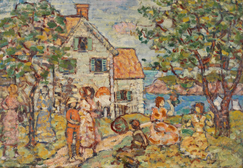 Praia e duas casas - Maurice Prendergast