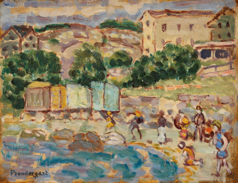 Praia e vila - Maurice Prendergast