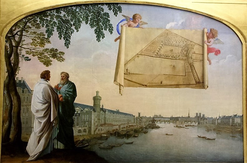 Plano da Cartuxa de Paris sustentado por dois anjos - Eustache Le Sueur