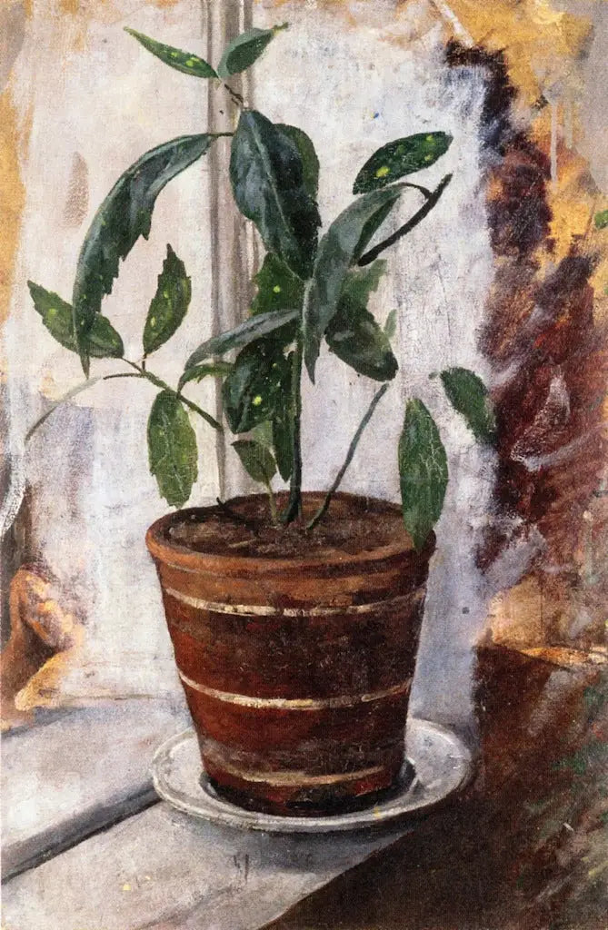 Reproduction du tableau « Plante en pot sur le rebord de la fenêtre - Edvard Munch » par Alpha Reproduction en peinture à l’huile