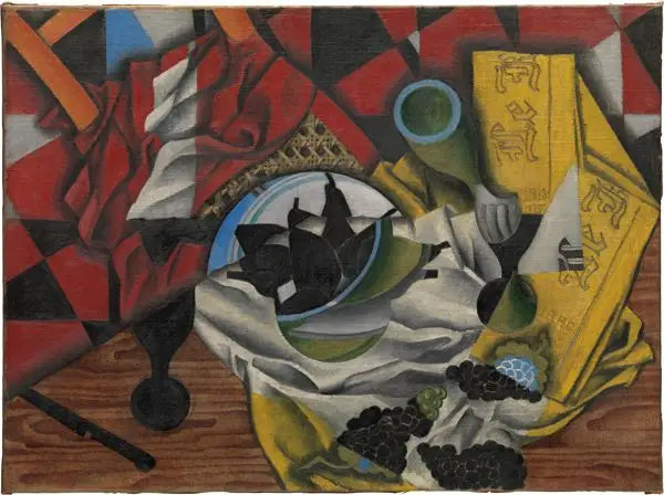 Peras e uvas sobre uma mesa - Juan Gris