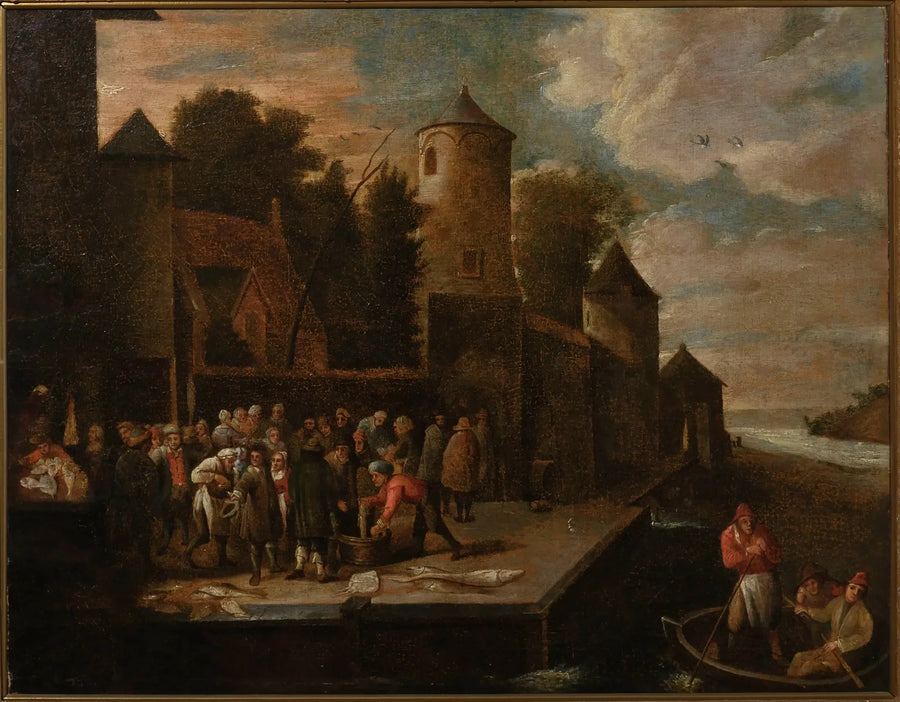Peixeiros no porto - David Teniers o Jovem