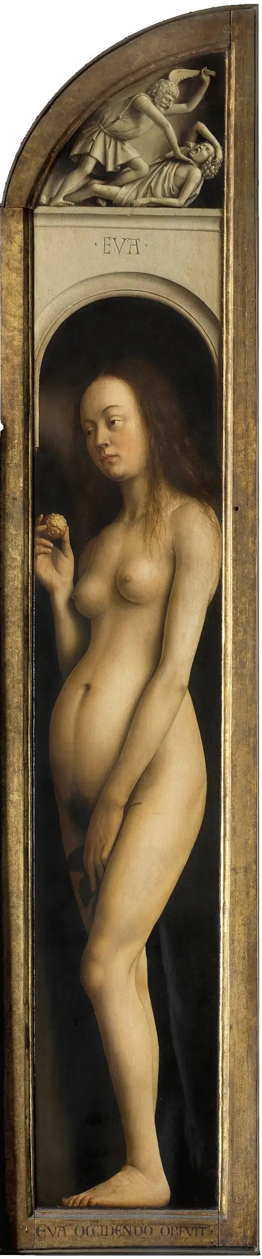 Políptico: painel externo esquerdo: rosto. Vigília. - Jan van Eyck