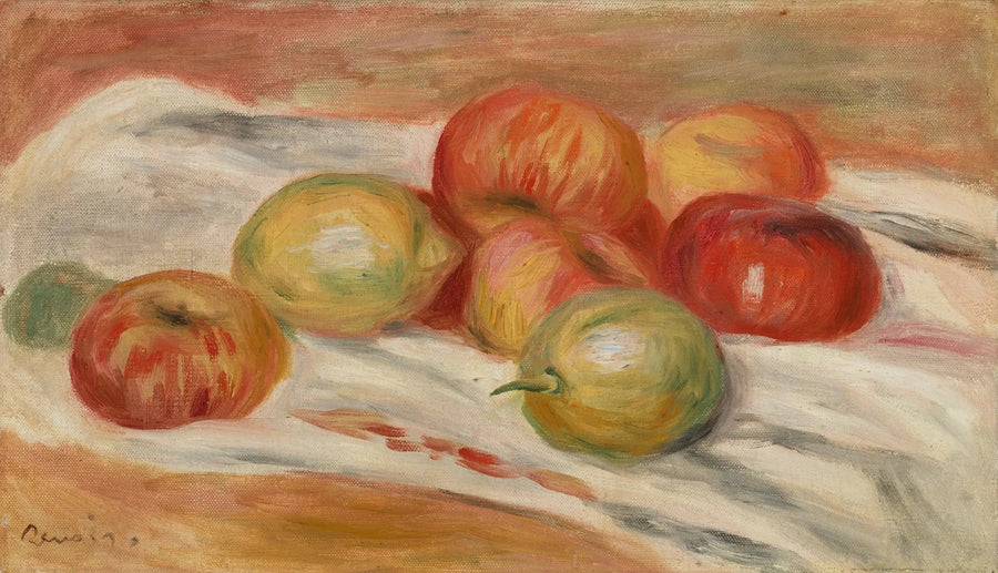 Maçãs e limões sobre uma toalha - Pierre-Auguste Renoir