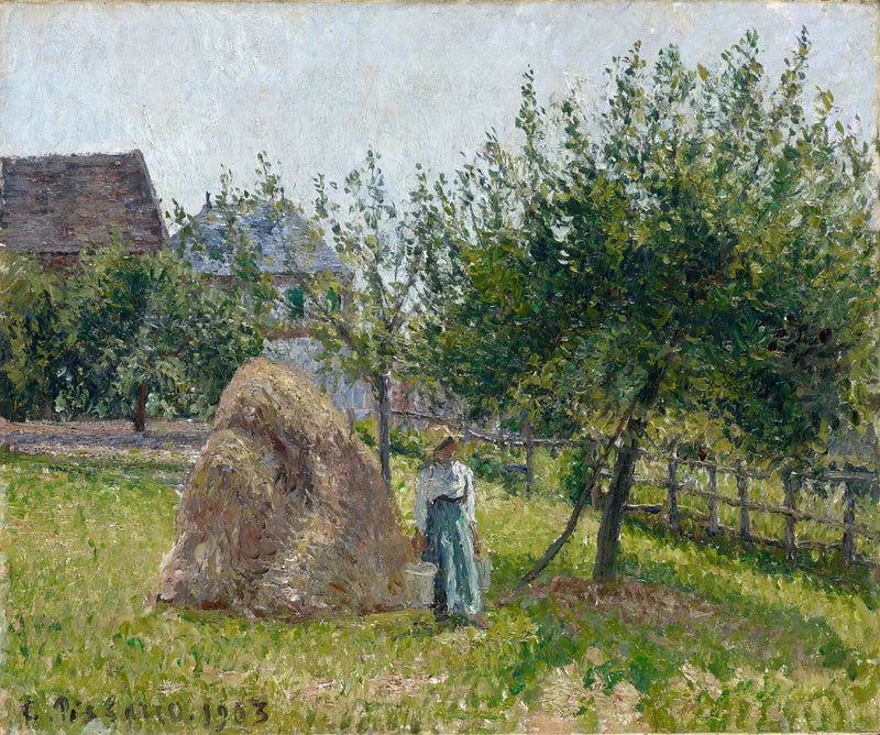 Macieira e moinho em Eragny, manhã ensolarada - Camille Pissarro