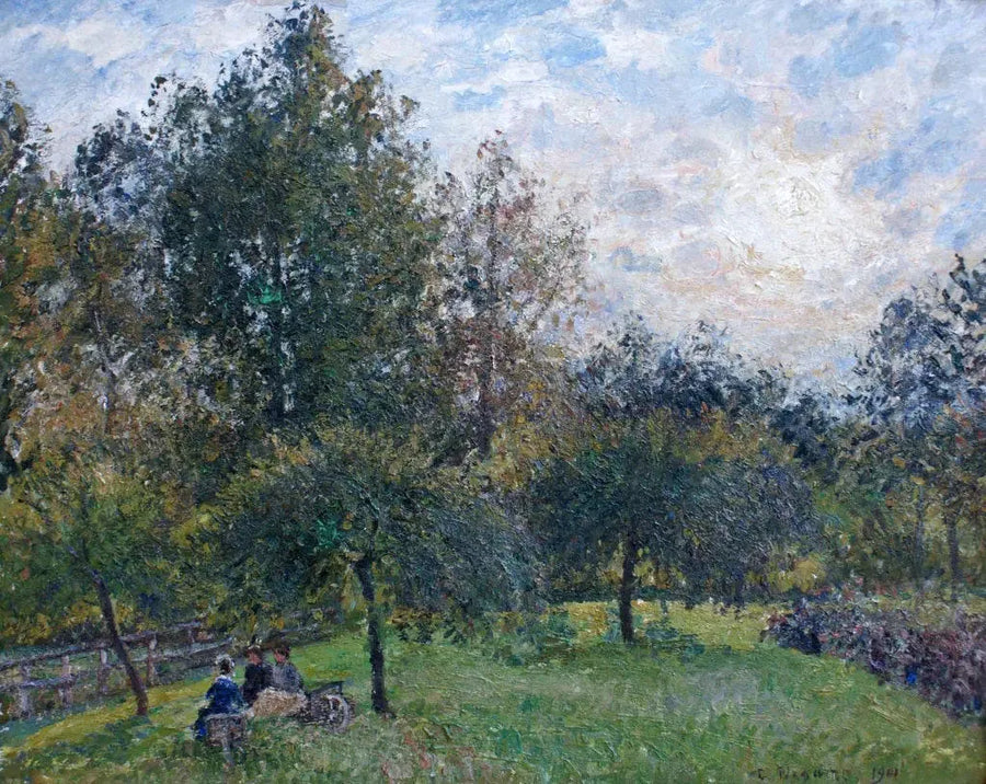Macieiras e álamos ao pôr do sol, Eragny - Camille Pissarro