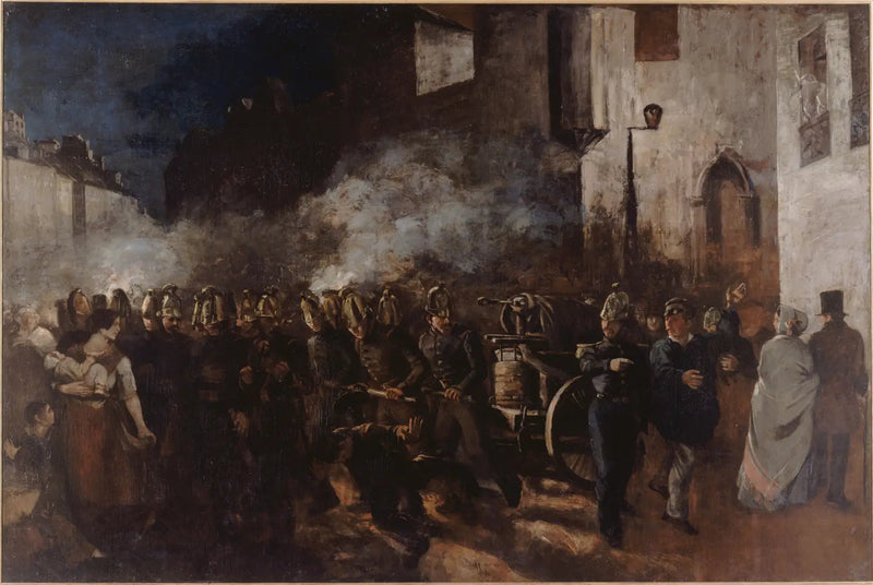 Bombeiros correndo para um incêndio - Gustave Courbet