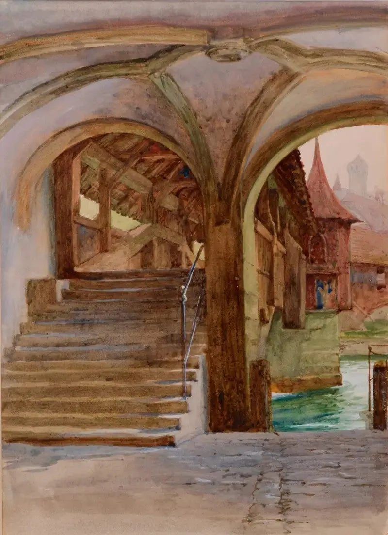 Ponte de la Chapelle ao lago dos Quatro-Cantões - Frank Bernard Dicksee