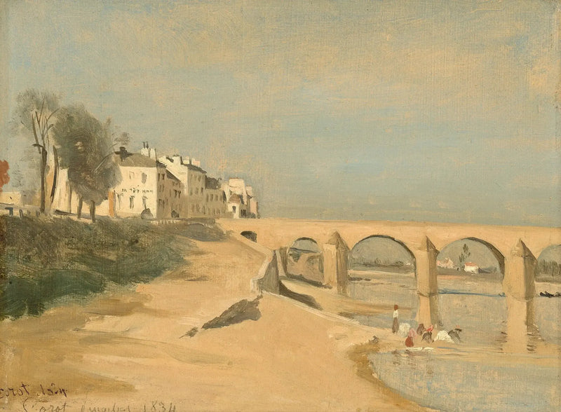 Ponte sobre o Saône em Mâcon - Jean-Baptiste Camille Corot
